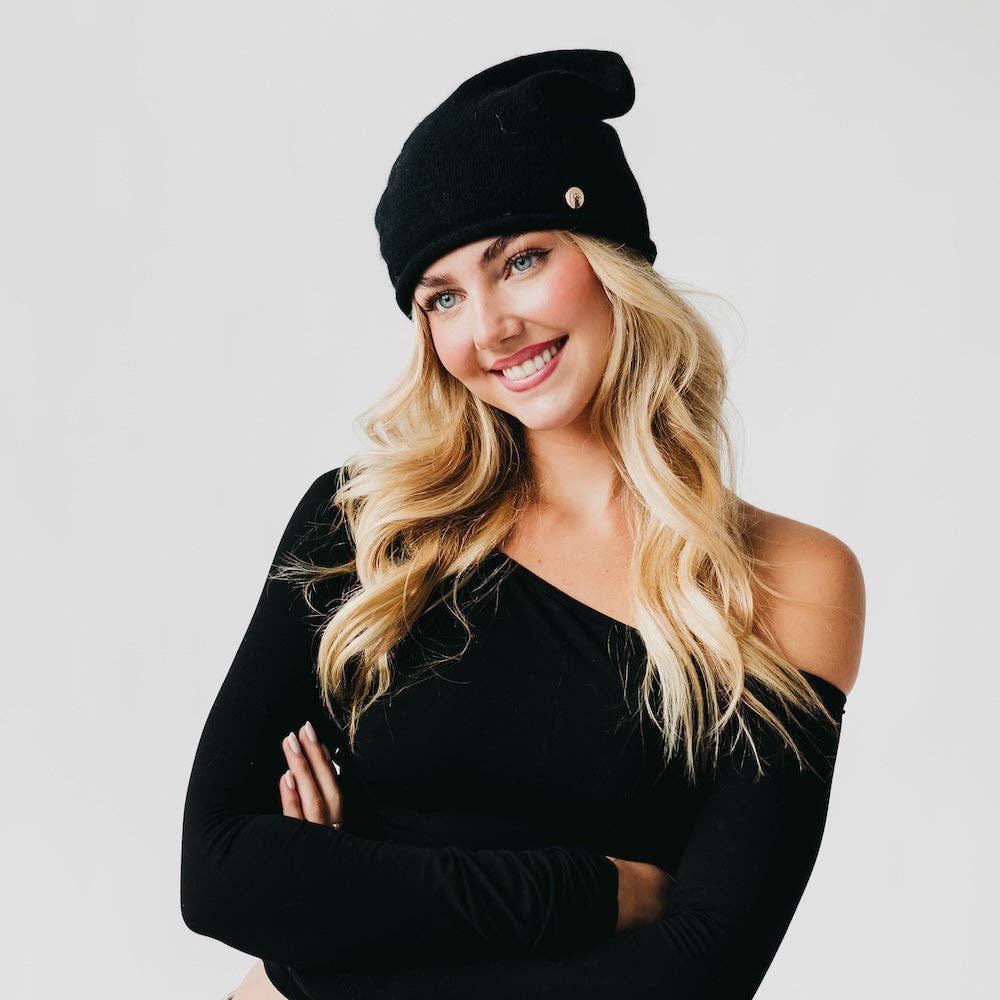 Pretty Simple - Cable Rolled Edge Cashmere Beanie