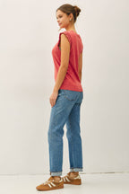 Be Cool - CROCHET RUFFLE CAP SLEEVE SLUBBED SWEATER TOP