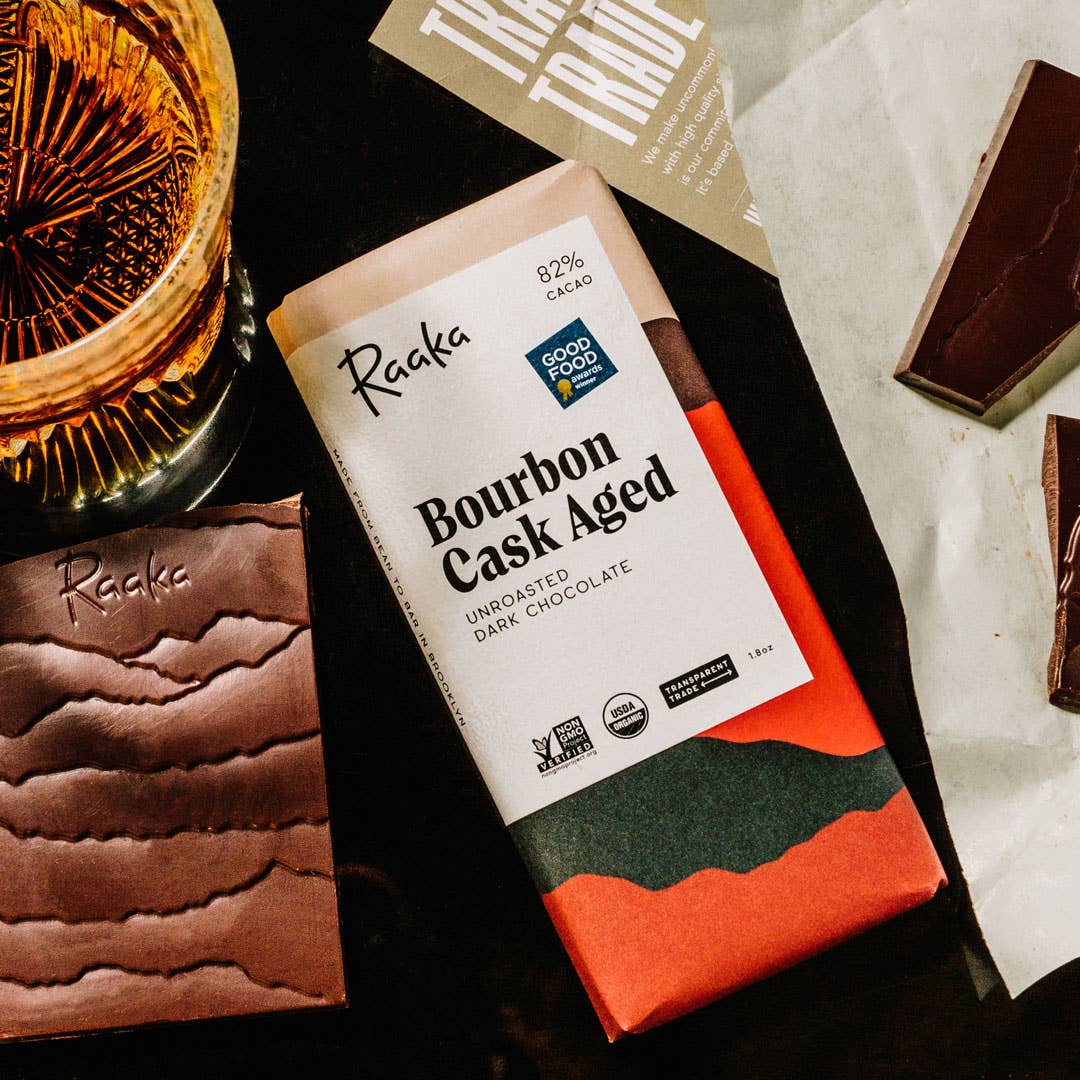 Raaka Chocolate - 82% Bourbon Cask Aged Chocolate Bar