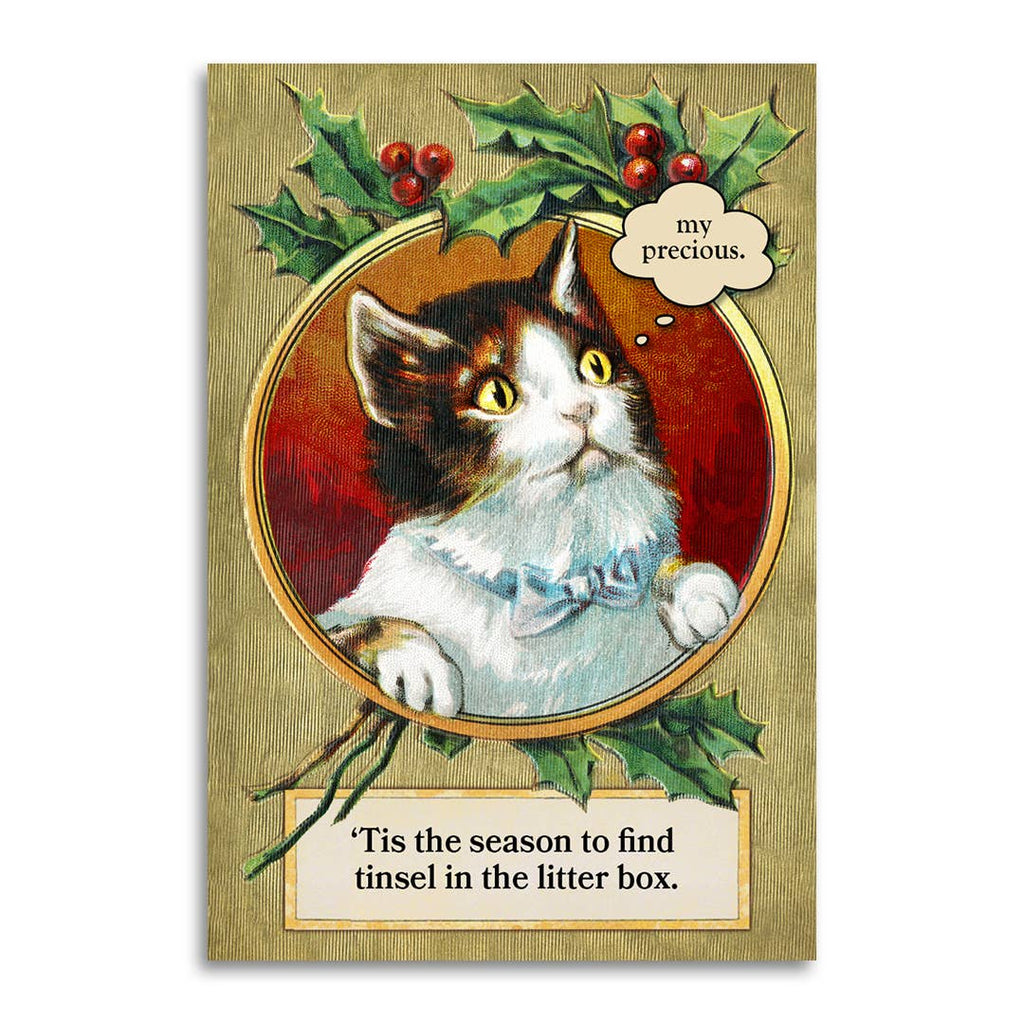 Bad Betty Greeting Co. - Cat Lover Christmas Card - Tinsel in the Litter Box Season