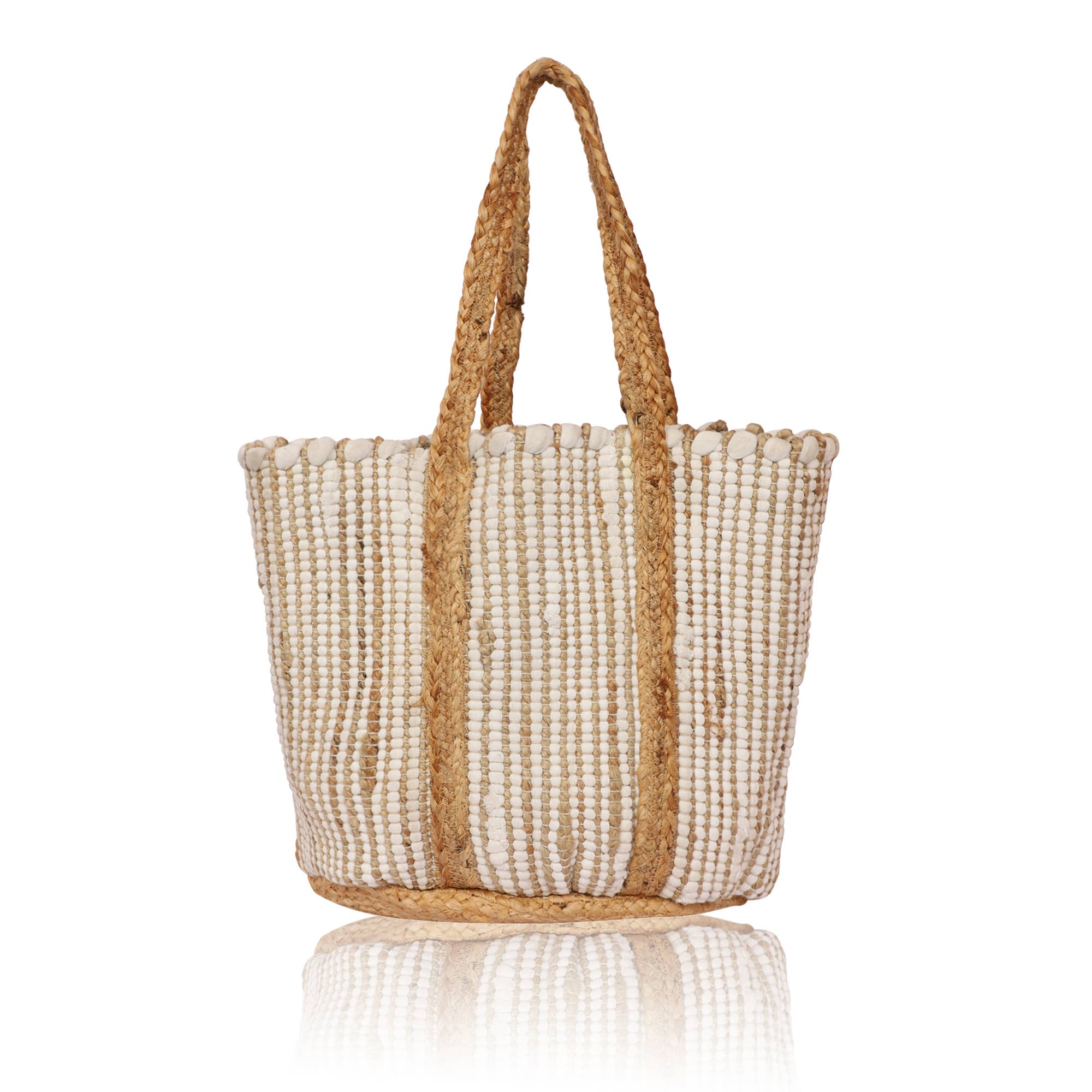Chloe & Lex - Cotton Jute Natural White Tote