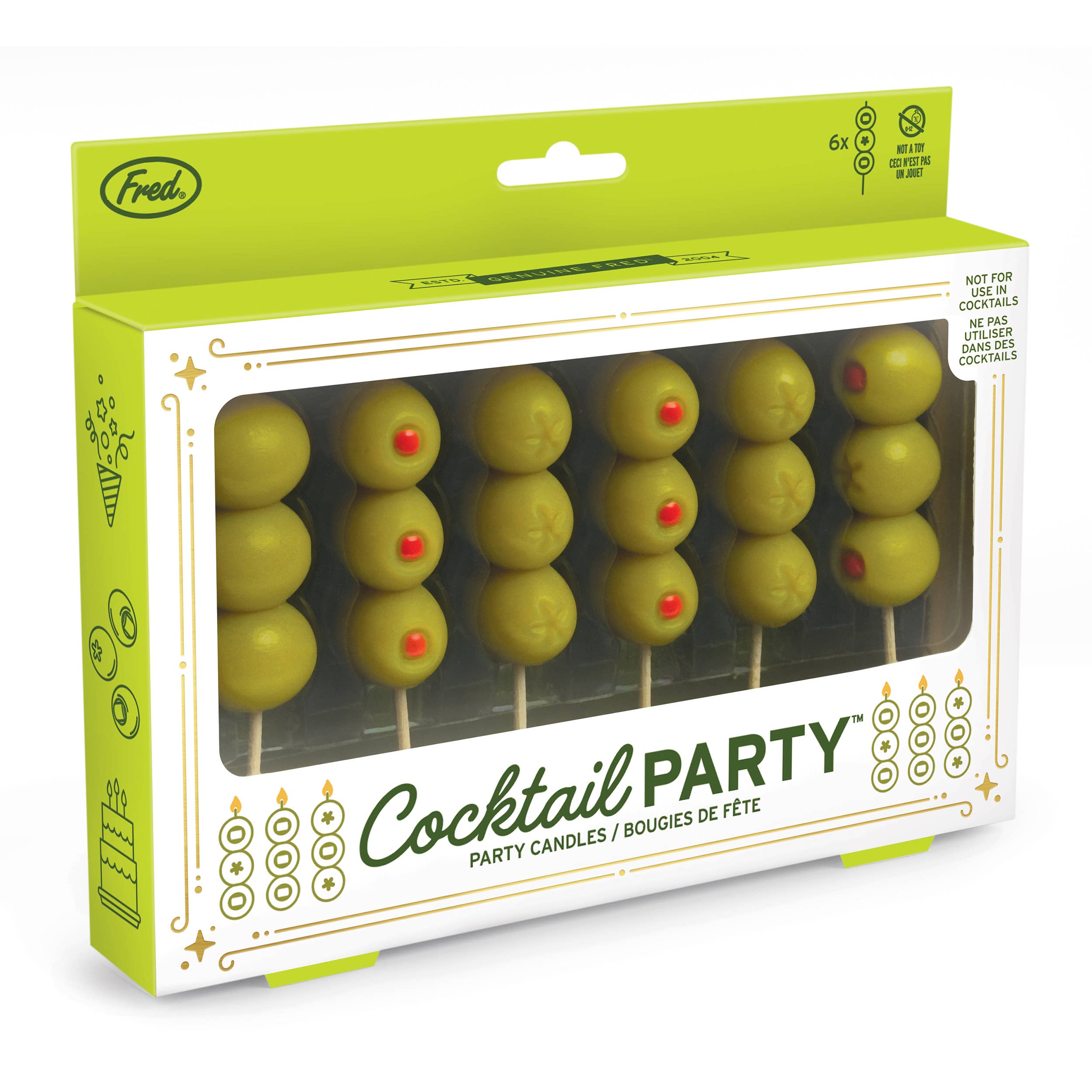 Fred & Friends - COCKTAIL PARTY Olive Candles - Set of 6