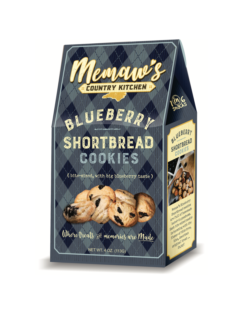1 in 6 Snacks- Carolina Kettle chips- Rustic Roots -  Blueberry Shortbread Cookies Memaws Country Kitchen