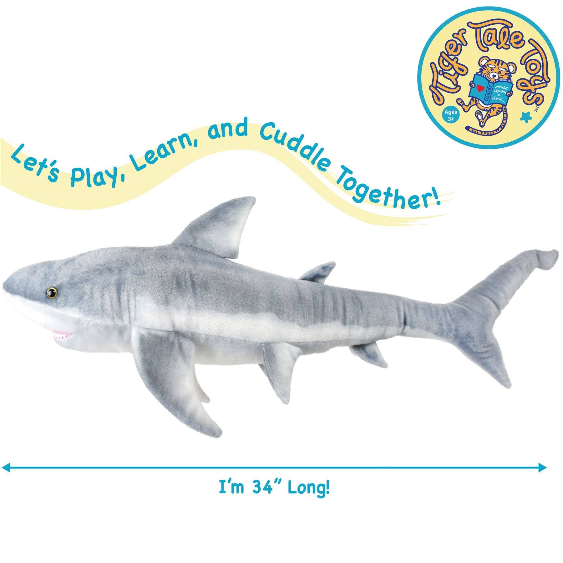 VIAHART Toy Co. - Sammy The Shark | 36 Inch Stuffed Animal Plush | By TigerHart Toys