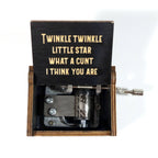 Bad Betty Greeting Co. - Funny Twinkle Twinkle Hand-Crank Music Box - Wooden Lasered