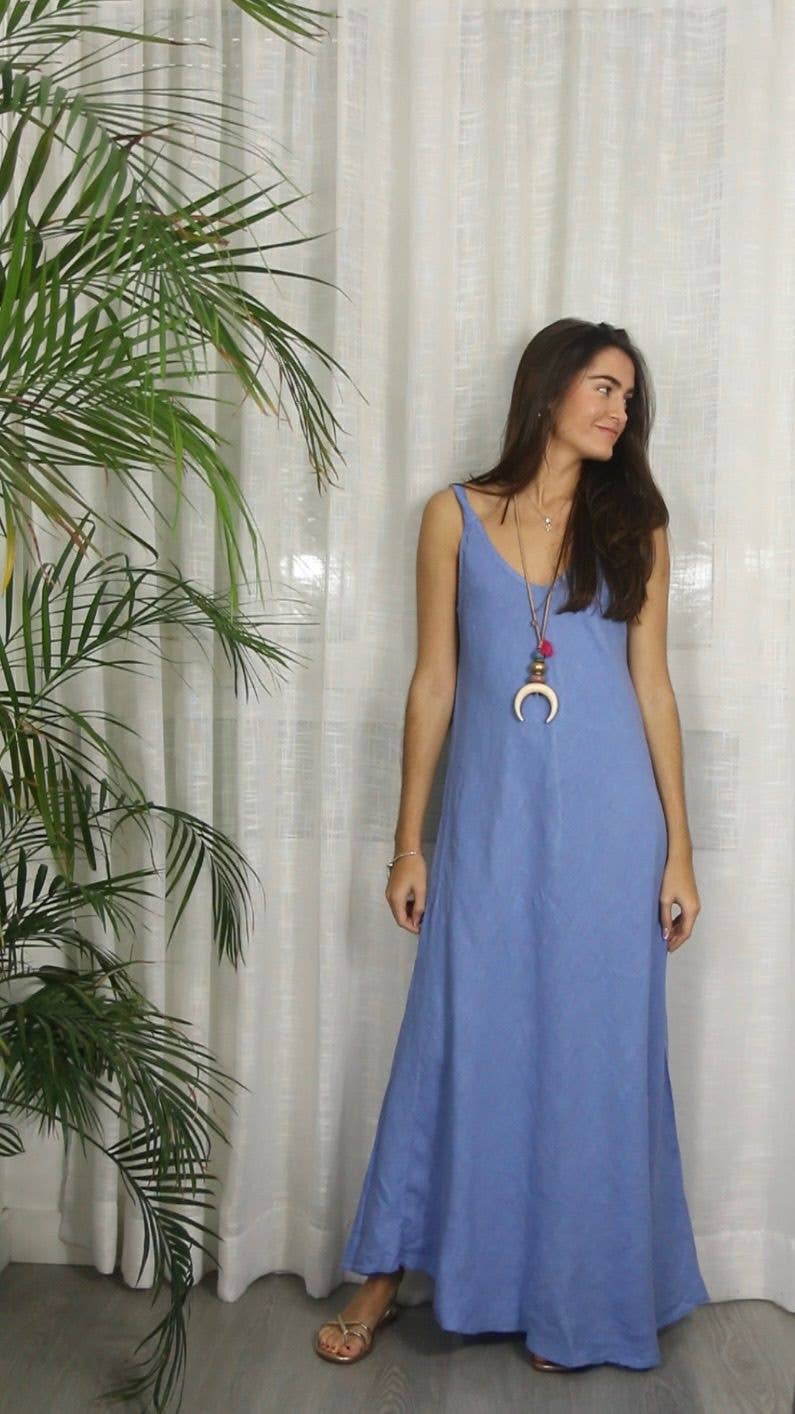Linen & More - REF 2219 100% LINEN STRAPPY DRESS
