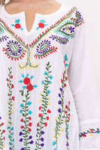 Raj Trading & Imports (USA) Inc. - Darleen Embroidered Top White Multi Embroidery