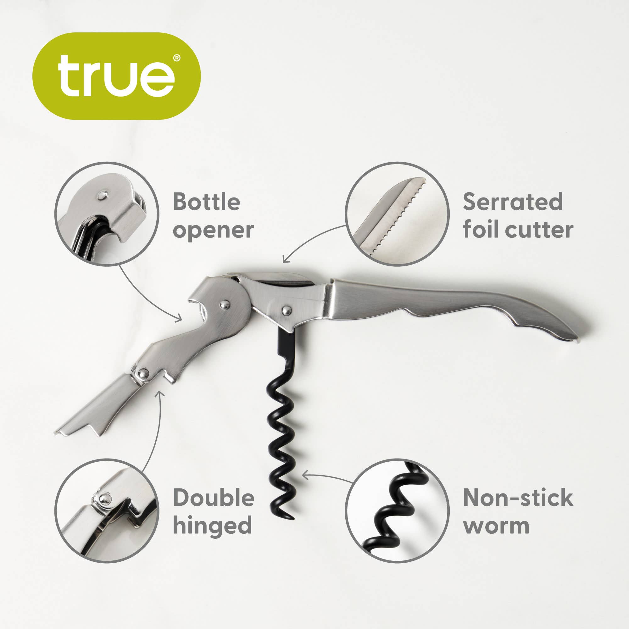 TRUE - Truetap Double-Hinged Corkscrew - ASST COLORS