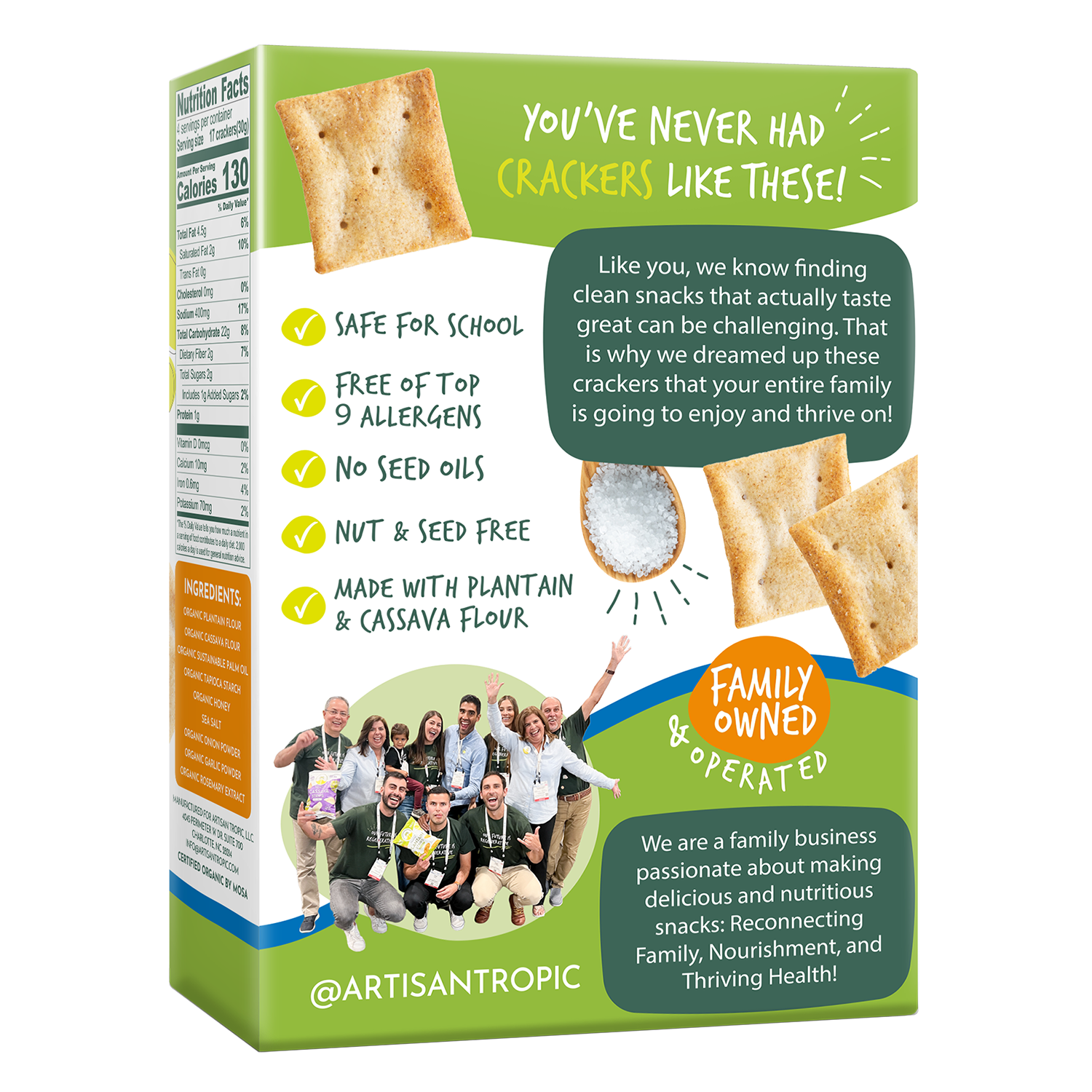 Artisan Tropic - 4.25 oz Organic Grain-Free Crackers: Sea Salt