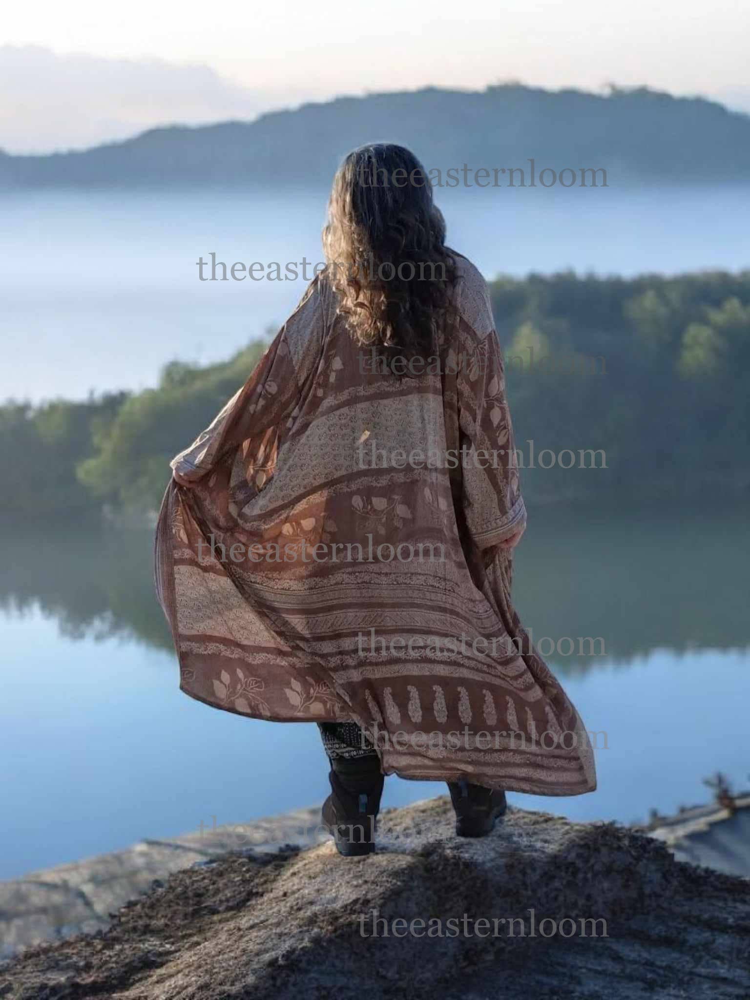 The Eastern Loom - Silk Soft Kimono | Upcycle Luxury Robe - One Size