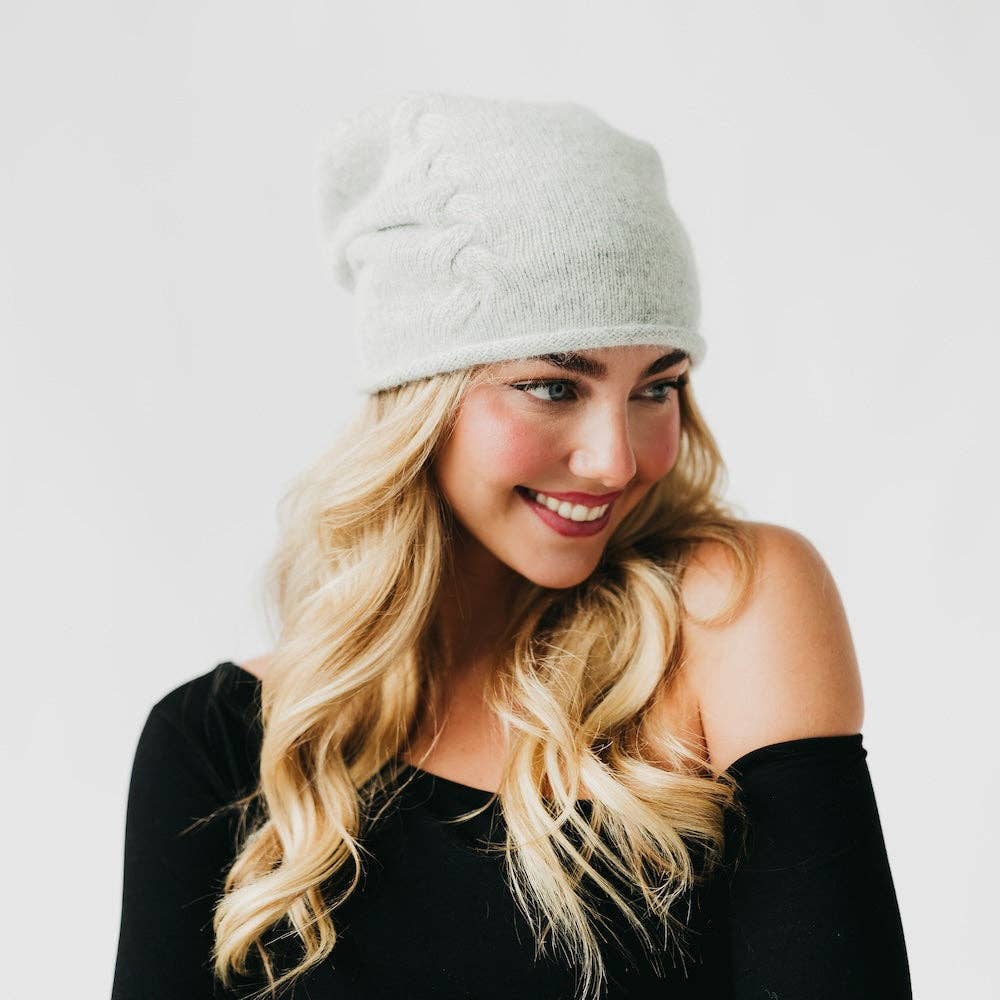 Pretty Simple - Cable Rolled Edge Cashmere Beanie