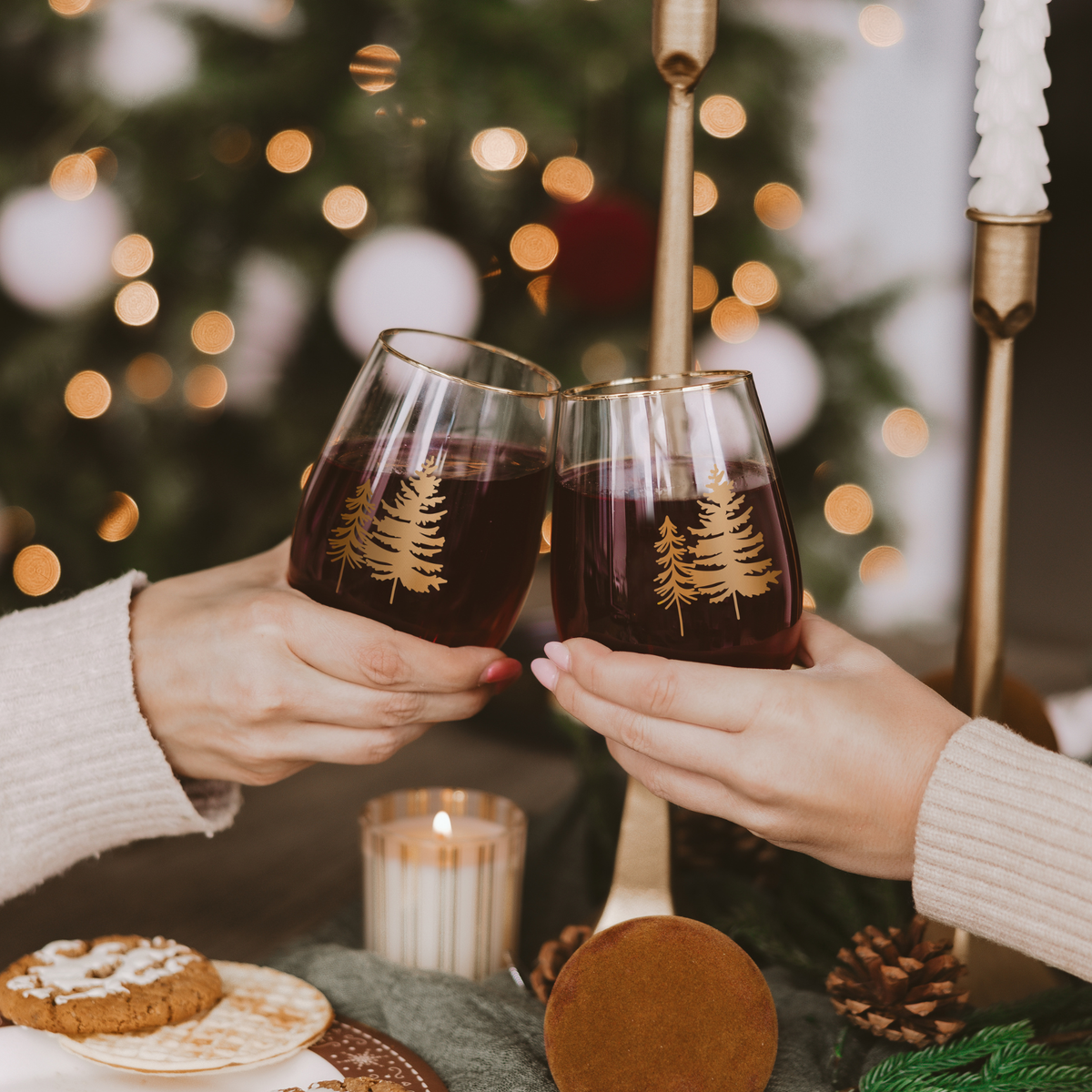 Sweet Water Decor - Stemless Winter Wine Glass Boxed Set
