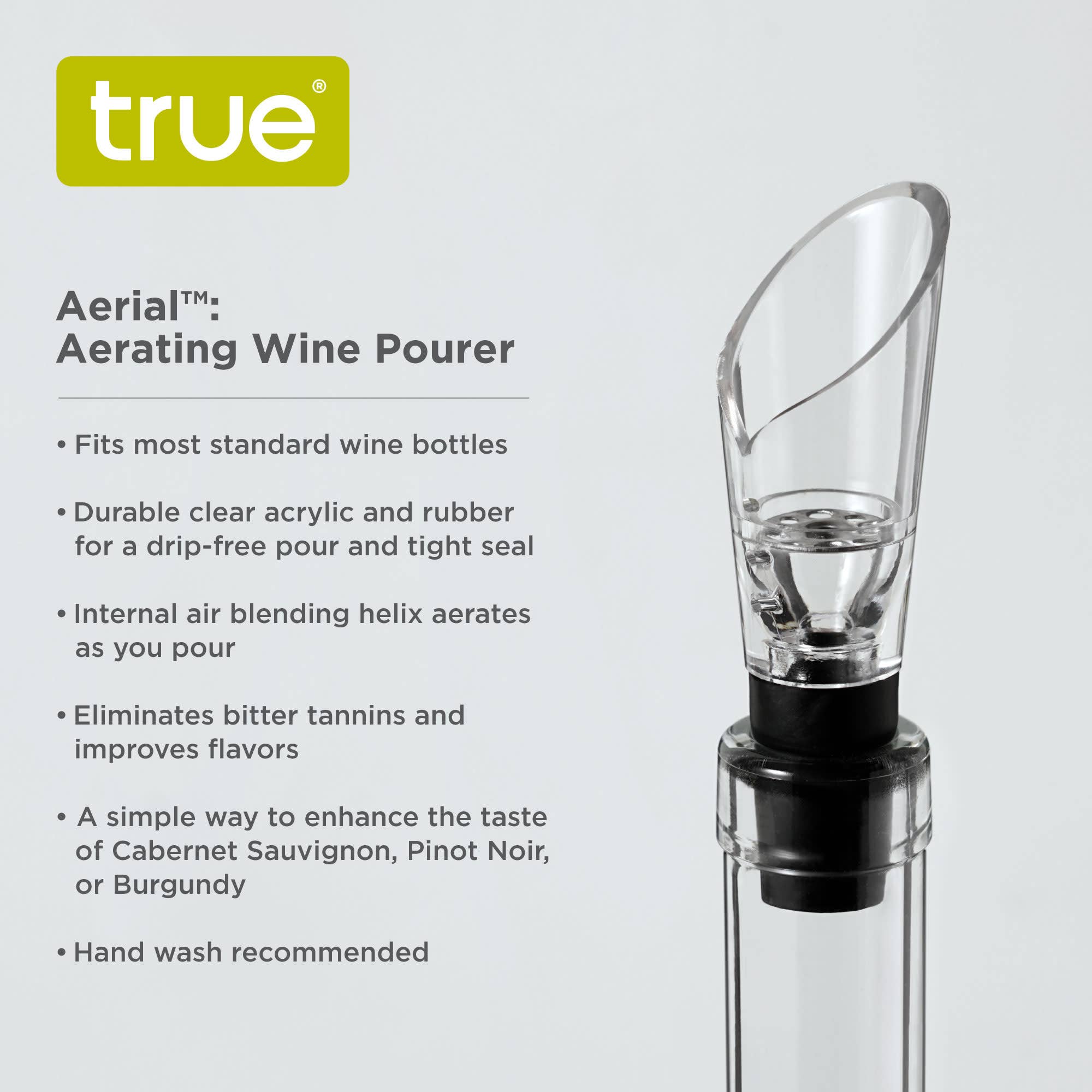 TRUE - Aerial Acrylic and Rubber Aerating Wine Bottle Pour Spout