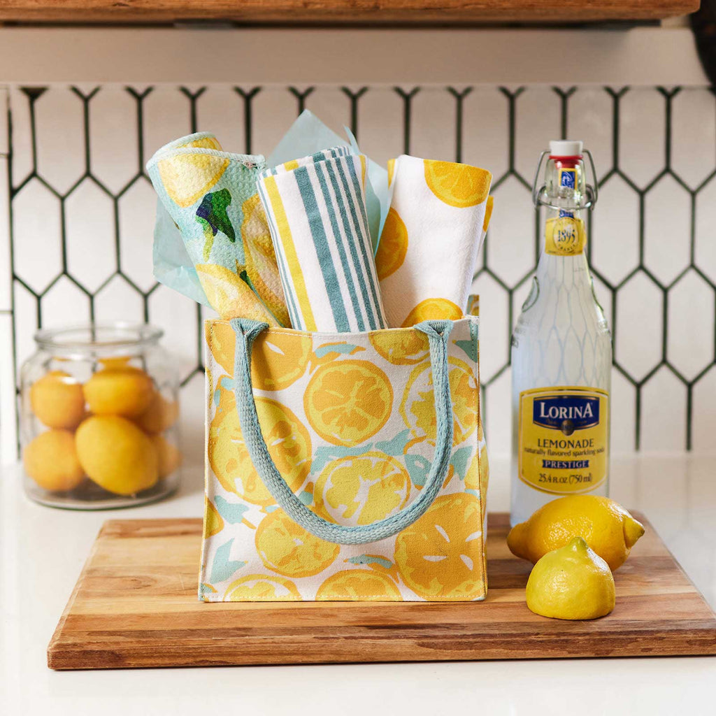 rockflowerpaper - LEMON SLICES Itsy Bitsy Reusable Gift Bag Tote