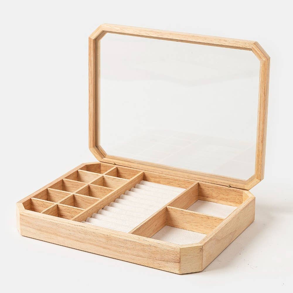 Collections by Fame Accessories - Wooden Jewelry Display Box Showcase