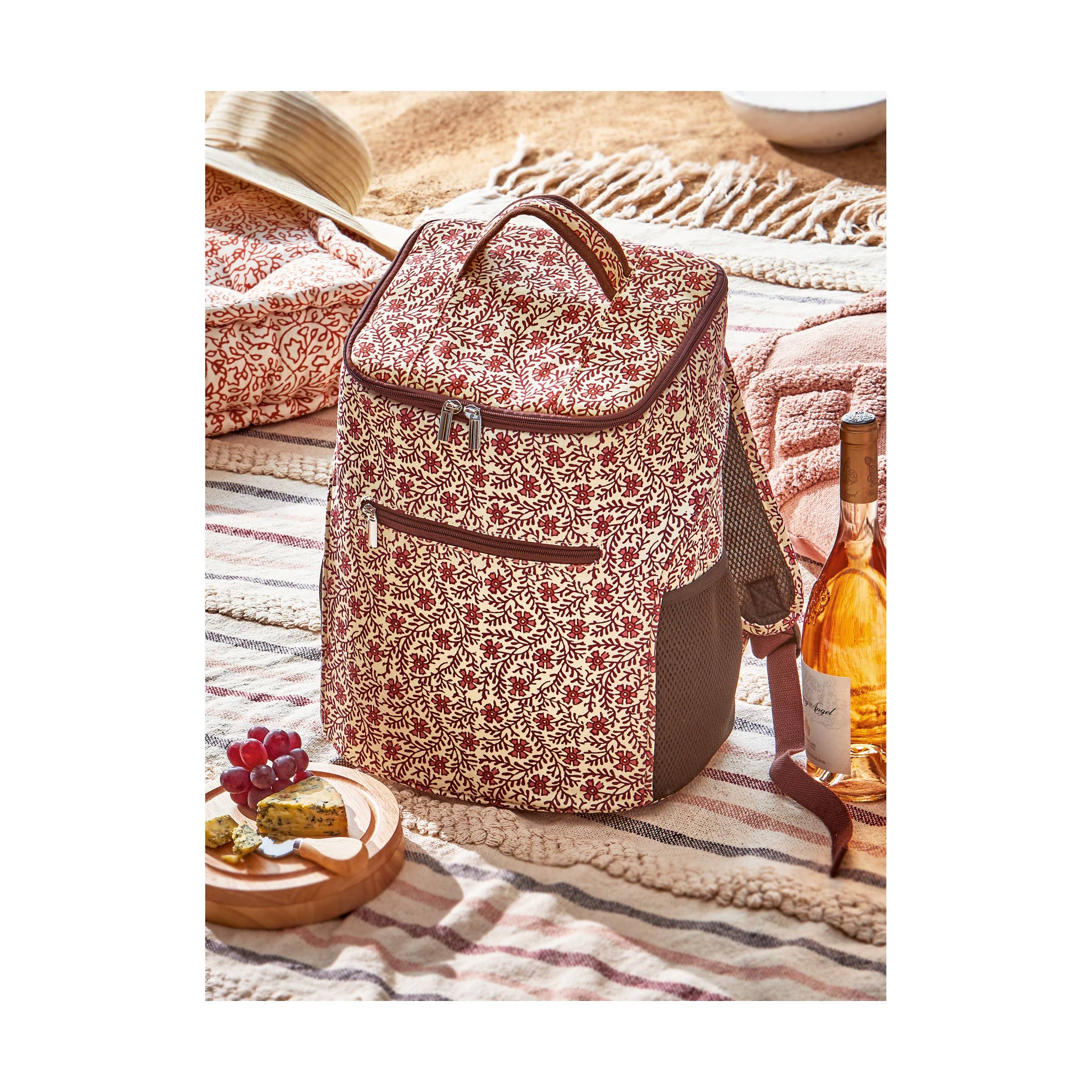 tag - Floral Vine Insulated Tote Wine Canvas Summer