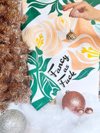 The Coin Laundry - Fancy as Fuck - PINK/GREEN Modern Floral Kitchen Towel