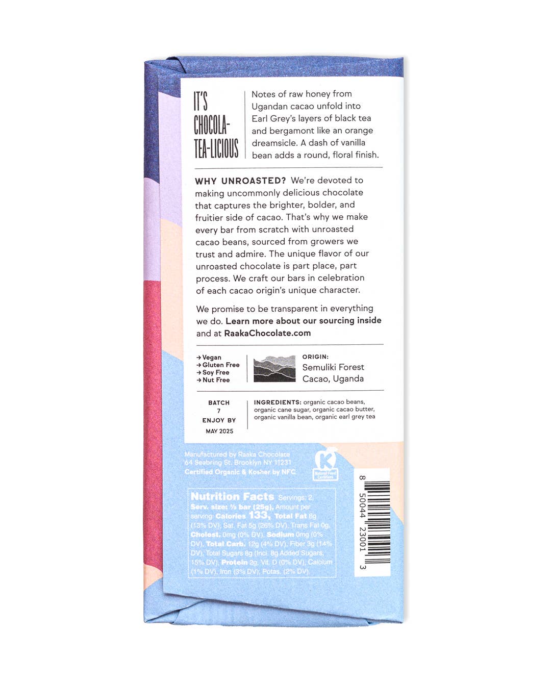 Raaka Chocolate - 68% Earl Grey Tea Chocolate - Spring Limited Batch